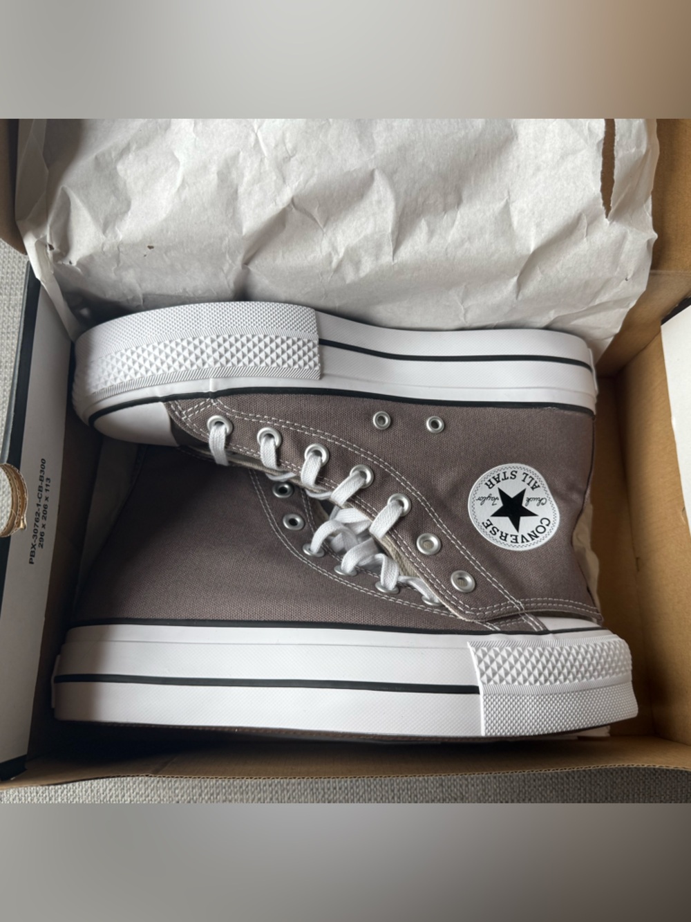 Converse High Top Platform Sneakers - Brown & White